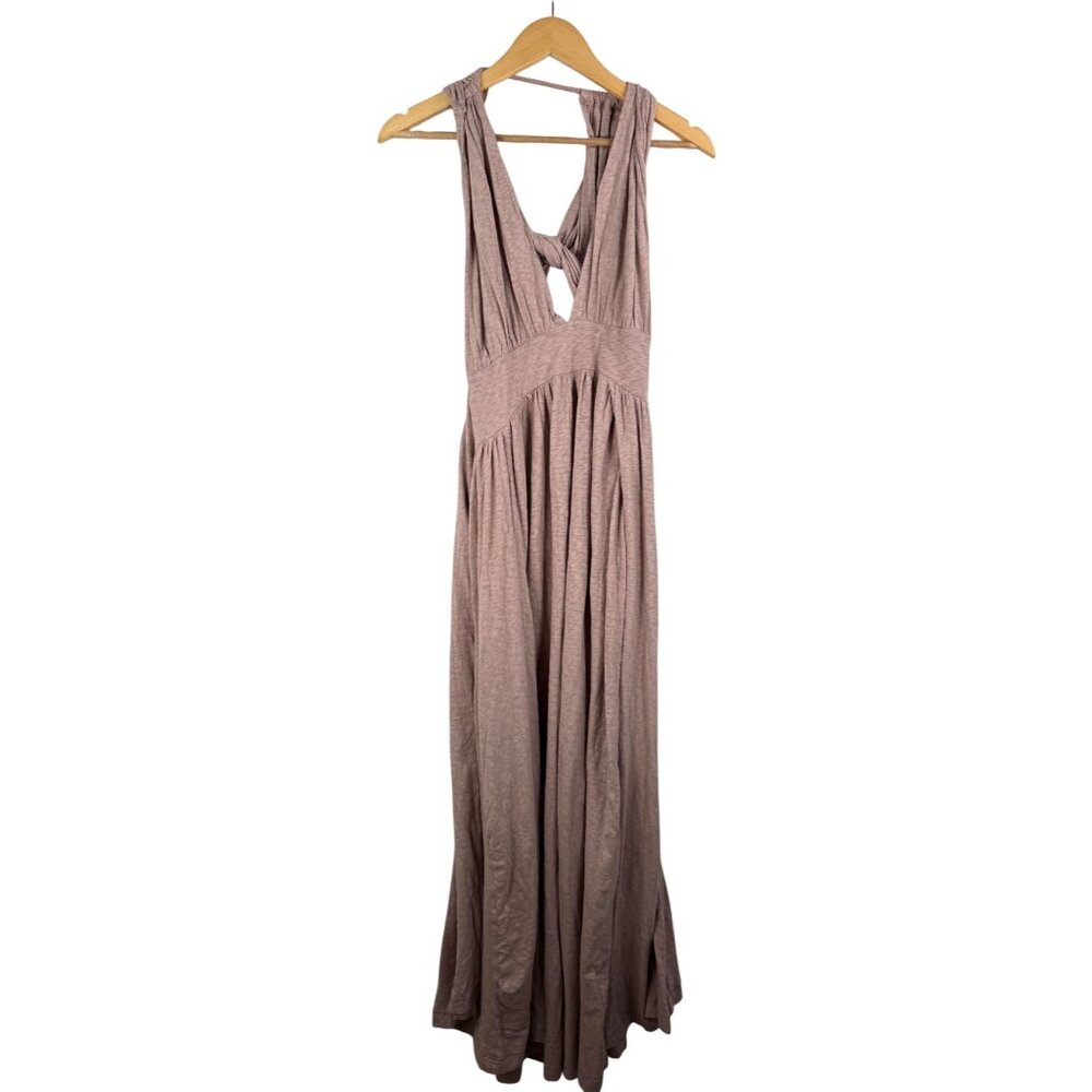 Free People Selena Maxi Dress tan‎ beachy boho 90s sz XL - Picture 3 of 8